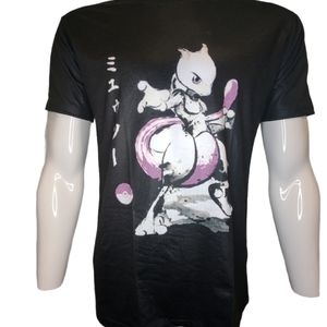 Pokemon Black Shirt Mewtwo Purple Japan letters-New